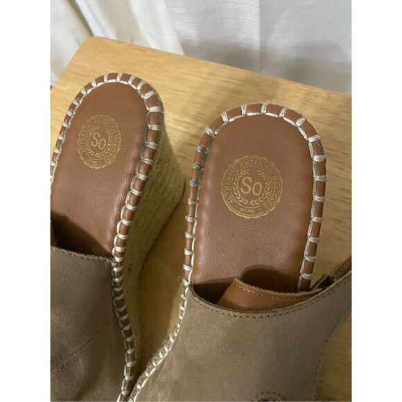 SO suede wedge lace up sandals size 10 - Picture 3 of 9